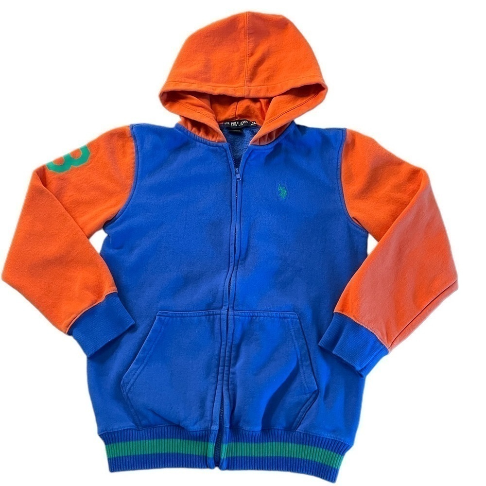 US POLO ASSOCIATION BOYS COLORFUL ZIPPERED HOODIE SIZE 14-16 XL
